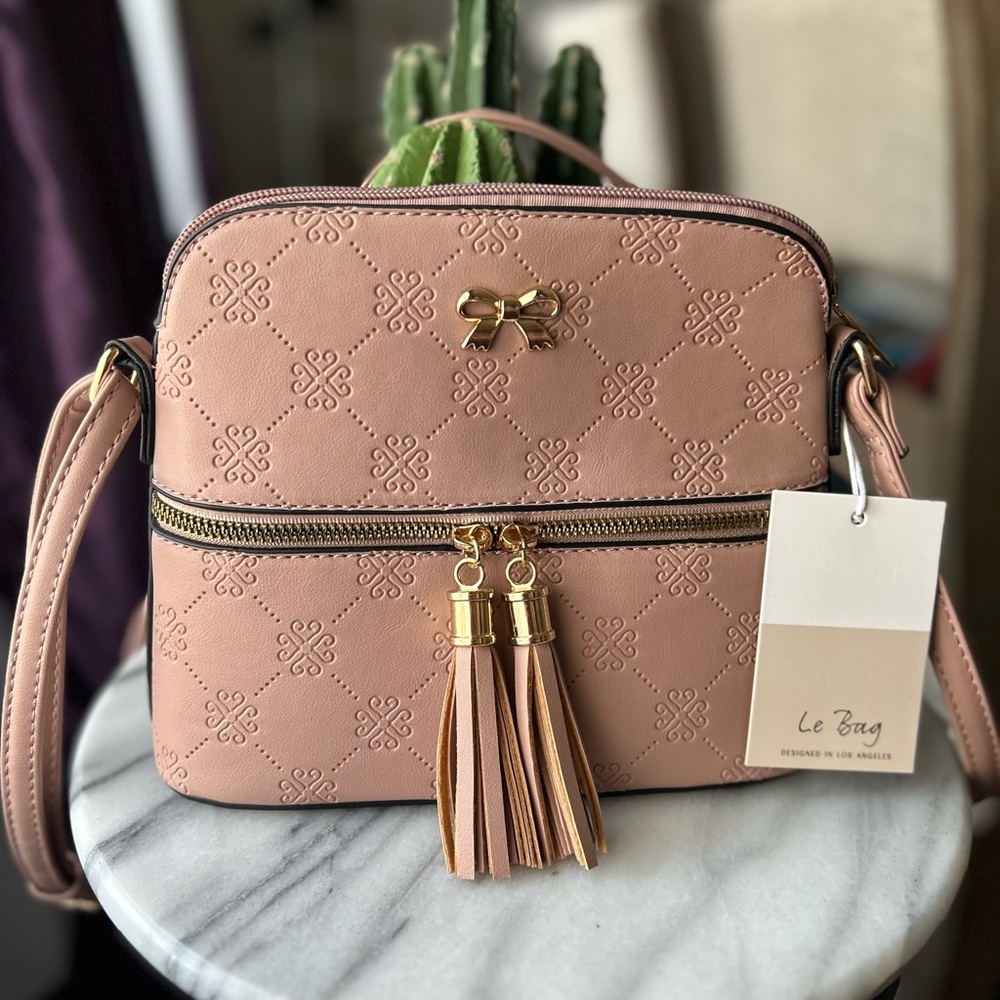 Blush Crossbody Bag with Tassels - Picture 3 of 7